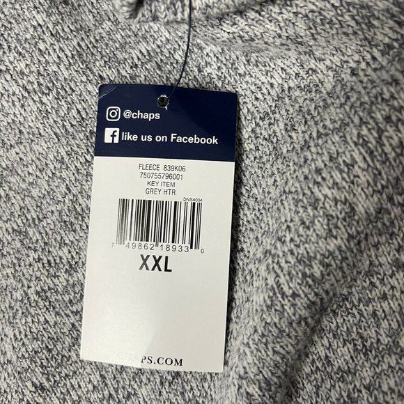 Chaps Men's Gray Heather 1/4 Zip Fleece Pullover NWT Size XXL - Picture 5 of 7
